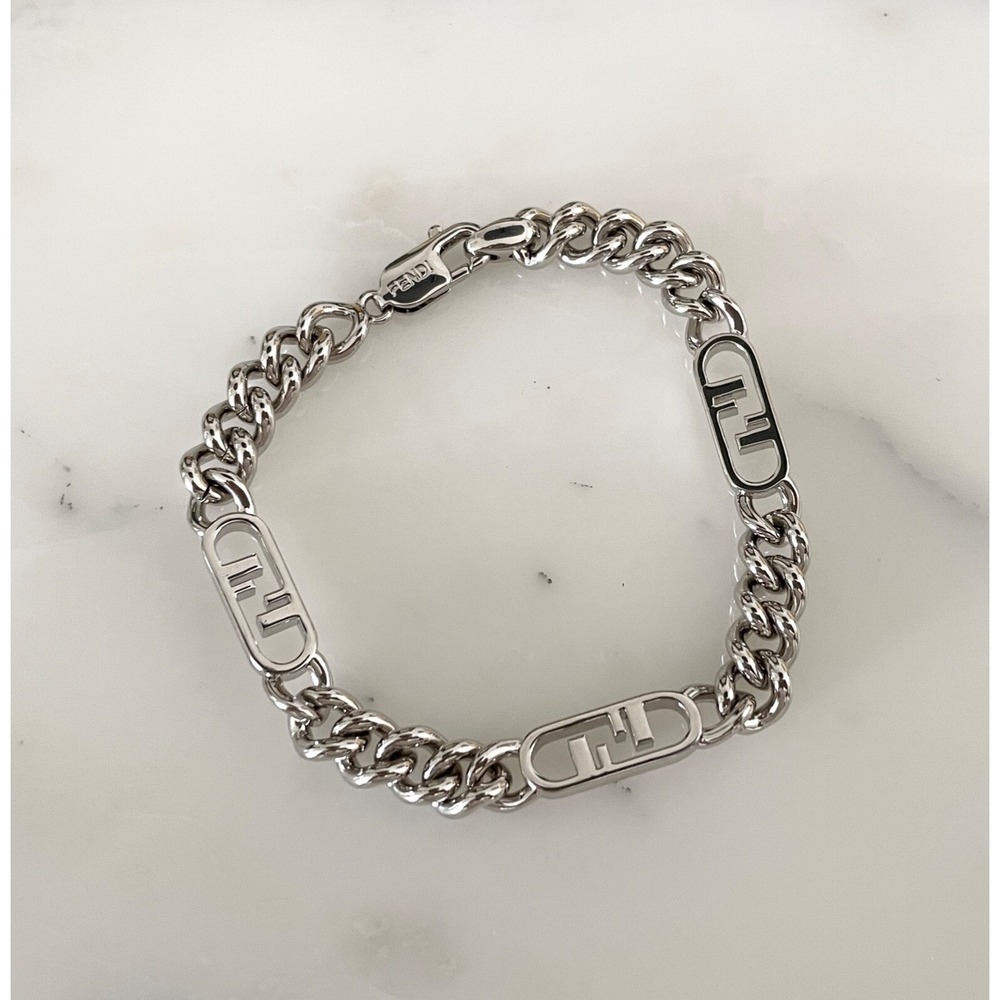 FENDI‎ Logo Chain Metal Bracelet Size M